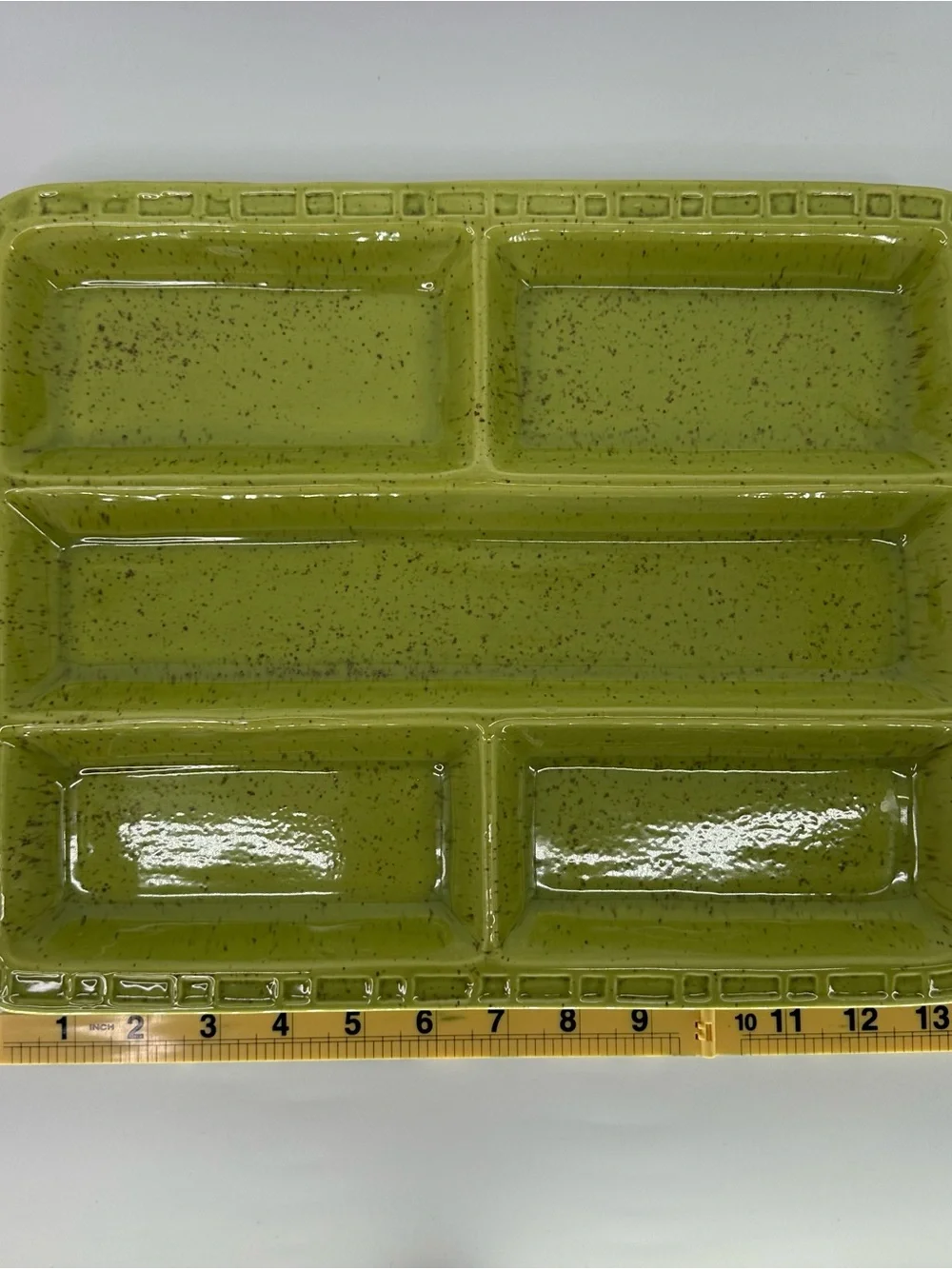 Made in California Green Ceramic Sectioned Serving Tray